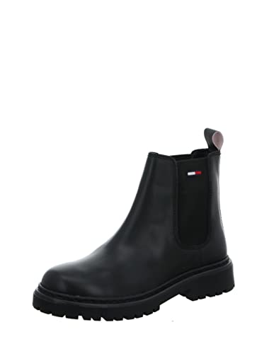 Tommy Jeans Damen Flat Chelsea EN0EN01986 Niedrige Stiefel, Schwarz, 36 EU