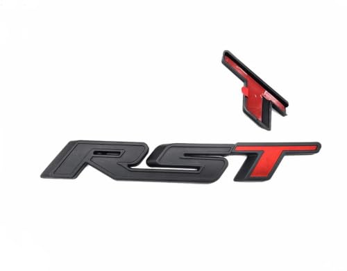 Image of 1Pc RST Tailgate Emblem Letter Badge Inserts Sticker Replacement for 2019 2020 2021 Silverado 1500 Tahoe Yukon SUV 4x4 (Overlay Matte Black Red)