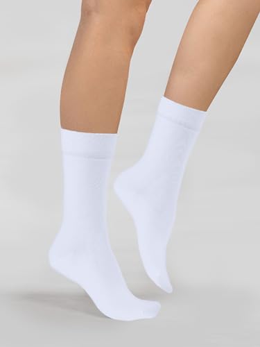 Image of COTTON DAY Women's Soft Combed Cotton Socks Seamless Toe Black White Navy