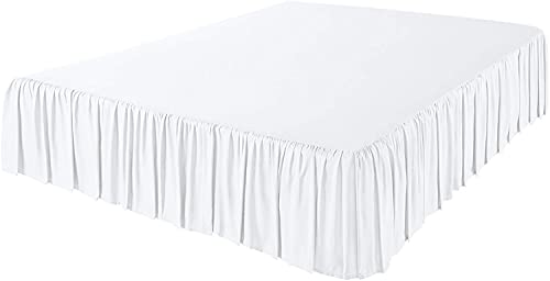 Kp Linen Ruffled Bed Skirt With Split Corners Queen Size (18 Inch Drop) Platform Dust Ruffle Gathered Bedskirt With 400 Thread Count Microfiber Wrinkle Free Ruffled Gatherd Bed Skirt(White Solid) #TOP1