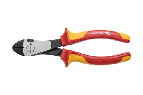 Högert Technik - Seitenschneider verchromt - Isoliert mit Mehrkomponenten-Hüllen - VDE-geprüft - Serie Chrom-Vanadium Stahl - Ergonomischer Griff - 180 mm, 1000 V, VDE