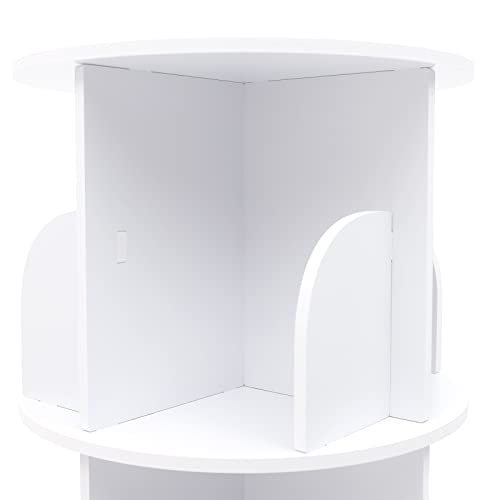 Happcucoe Bookcase 360° Rotating Bookshelf Floor Standing Organizer Storage Shelf Display Rack For Living Room Study Room Bedroom Home Office (White 4 Tiers) #TOP4