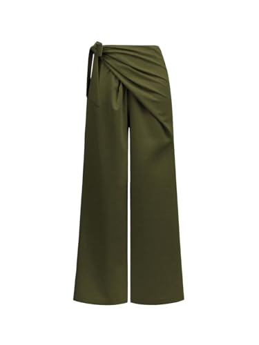 GORGLITTER Women's Wrap Palazzo Pants Tie Side Work Trousers High Waisted Wide Leg Pants Corporate Business Outfits