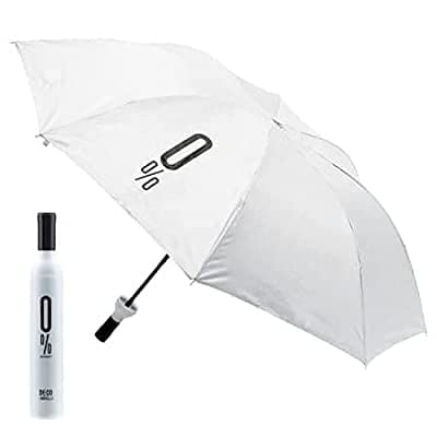 BHARVIDouble Layer Folding Portable Wine Bottle Umbrella with Bottle Cover for UV Protection & Rain (110cm)