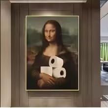 Mona Lisa papier toilette pour WC tristes affiche encadrée