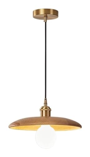 Lustre suspension en cuivre et bois massif design japonais épuré