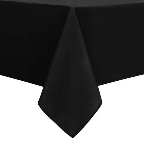 DWCN Rectangle Tablecloth - 60 x 84 Inch - Waterproof Stain and Wrinkle Resistant Washable Table Cloth, Decorative Fabric Table Cover for Kitchen Dining Room Party and Outdoor Use, Black