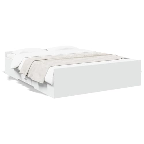 Faroom Estructura de Cama 150x200 cm-Type-2 con Cajones Cama Individual Marco de Cama Madera con Cajones Cama para Adultos, Niños y Adolesces Blanca
