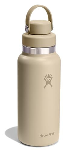 Image of Hydro Flask Water Bottle - Insulated Stainless Steel - Wide Mouth Flex Chug Lid, Non Spill, Leakproof in 32 Oz Tonal Oat Tan