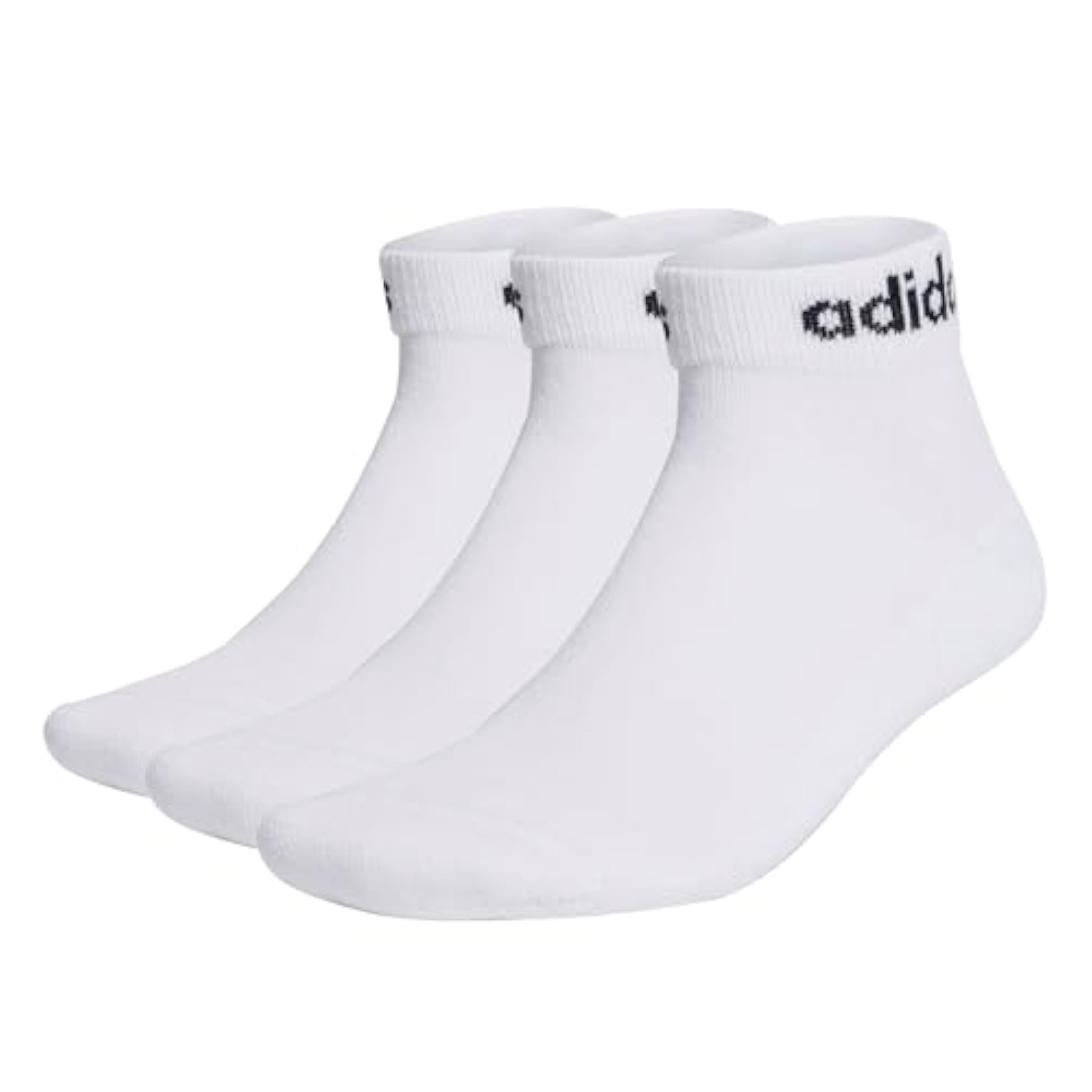 adidas Unisex adulto Linear Ankle Cushioned Socks 3 Pairs, White / Black, 40-42