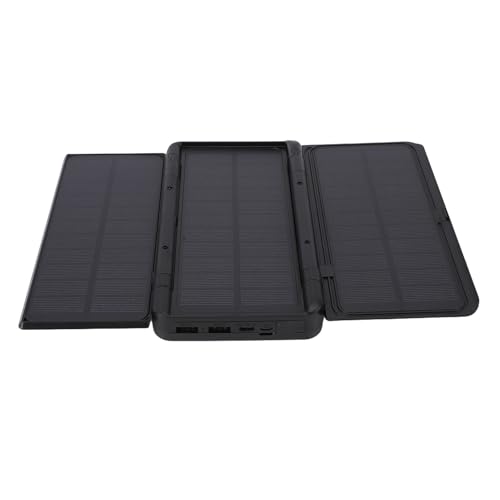 Fockety Caricabatterie Solare Power Bank, 10000mAh Solar Power Bank UPS 3 Pannelli Solari Pieghevoli Ingresso USB C Uscita PD20W Caricatore Portatile a Ricarica Rapida con Luce SOS per