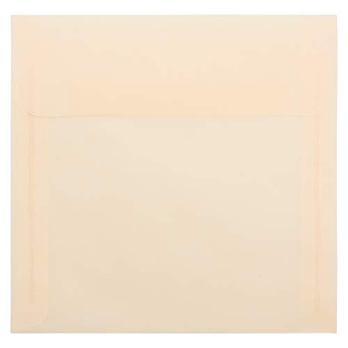 JAM PAPER 6.5 x 6.5 Square Translucent Vellum Envelopes - Spring Ochre - Bulk 250/Box