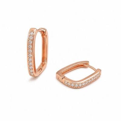 925 Sterling Silver Rose Gold Plated CZ Bali Hoop Earrings for Women-picture-36