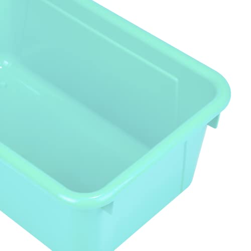 Image of Storex Small Cubby Bins - Plastic Storage Containers for Classroom with Non-Snap Lid, 12.2 x 7.8 x 5.1 inches, Teal, (62412U05C) (Pack of 5)