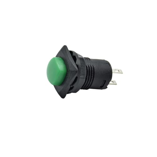 Pulsador verde de 12mm y 3A para paneles de control que necesitan retención de energía