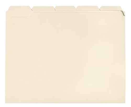 School Smart Manila File Folders, Letter Size, 1/5 Cut Tabs, Pack of 100