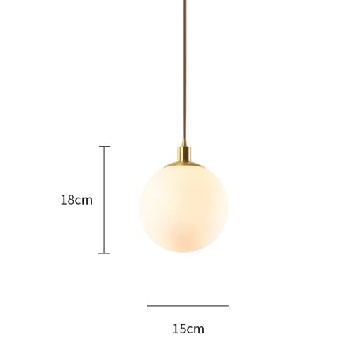 Lámpara de techo de bola de cristal blanco y latón E27 4