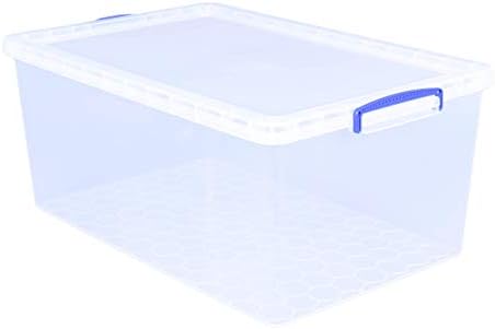 Really Useful Products 62 Litre Box, Nestable Clear, Transparent Clear, Pack of 3 in Card