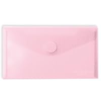 Grafoplás Packung mit 5 Kunststoffumschlägen, Quittungsgröße, Klettverschluss, Hellrosa, Multiline, 22,5 x 12,5 cm, durchscheinend gestreiftes Polypropylen, perfekt für Quittungen und kleine Dokumente