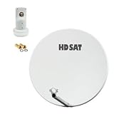  Pack HDSAT Parabole Satellite Fibre Composite Blanche 75cm + LNB Single HD 4K
