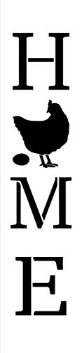 Home With Chicken - Hen & Egg - Vertical Stencil By Studior12 | Reusable Mylar Template | Use To Paint Wood Signs - Pallets - Banners - Diy Country Decor - Select Size (6" X 24") #TOP3