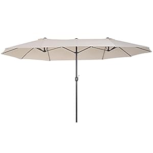 Outsunny Parasol, tuinscherm, marktscherm met handslinger, dubbel, ovaal, stalen buis, 460 x 270 x 240 cm, 3 kleuren