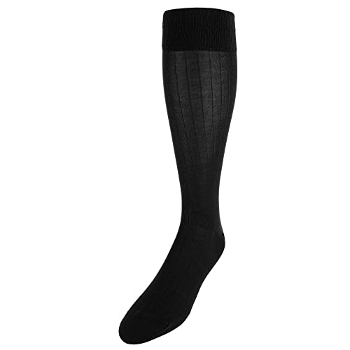 Trafalgar Men's Jasper Ribbed Over The Calf Solid Color Mercerized Cotton Socks