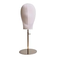 Generic Canvas Mannequin Head for Hairdressing, Hat And Hairpiece Display Stand, Gold