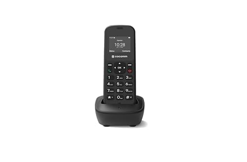 COCOMM DT100 teléfono inalambrico 4G Volte con SIM y Base de Carga, Formato DECT, Bluetooth, Uso residencial, Uso Profesional, móvil de fácil Funcionamiento, Color Negro