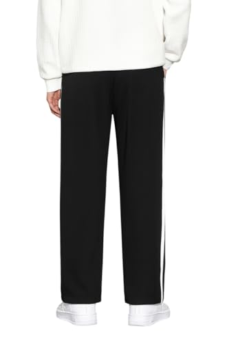 Image of Men's Casual Black and White Striped Track Pant