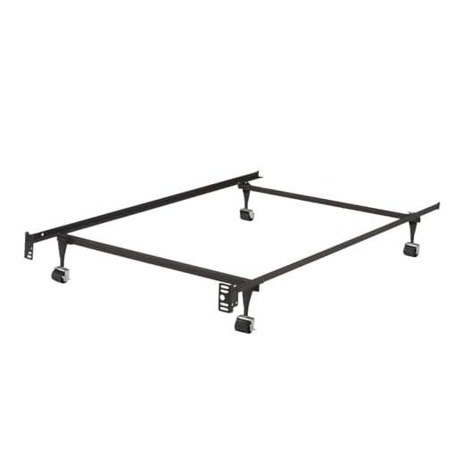 King's Brand Furniture - Heavy Duty Metal Twin Size Bed Frame with Rug Rollers & Locking Wheels
