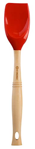Le Creuset Kochlöffel/Teigschaber mit abnehmbarem Silikonkopf, Länge: 32 cm, Silikon/Holz, Kirschrot
