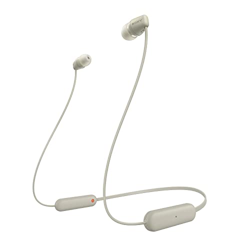 Image of Sony WI-C100 Wireless in-Ear Bluetooth Headphones with Built-in Microphone, Taupe, Small