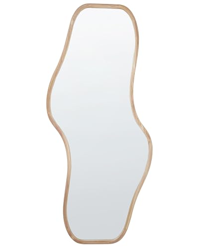 Beliani Miroir Mural Moderne en Bois Forme Irrégulière avec Crochets Bois Clair Biollet