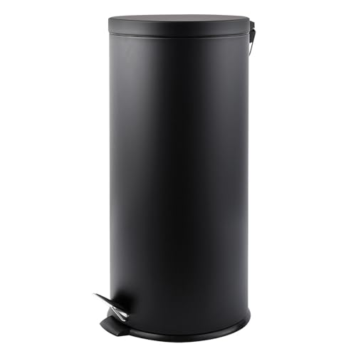Papelera de baño MSV de 30L en acero inoxidable negro con pedal