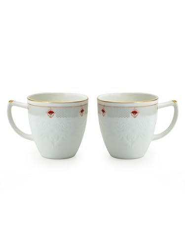 Image of Clay Craft Fine Ceramic Gold Satin Impression Tea /Coffee Set of 6-200 ml Each, Tea Cup Set of 6, Mugs for Coffee, Cups Set of 6, Mug Set, Ideal for Gifting, Perfect for Home and Office