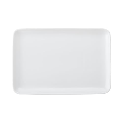 MIKASA Chalk Rectangle White Porcelain Serving Platter, Glossy Rectangular Plate, Ideal for Buffets, Appetisers, Desserts, Party Food, Dishwasher Safe, 26.5cm