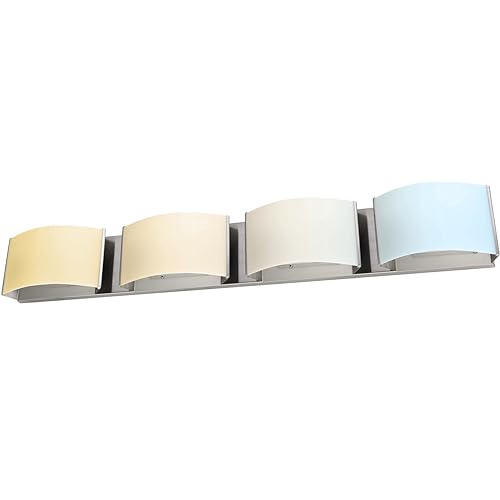 Image of Sunlite LED Decorative Vanity Light Fixture, 40 Watts, 2600 Lumens, Color Selectable 30K /40K /50K, 4 Lights, Dimmable, 90 CRI, ETL Listed, Brushed Nickel, for Bathroom, Powder Rooms, and Hotels