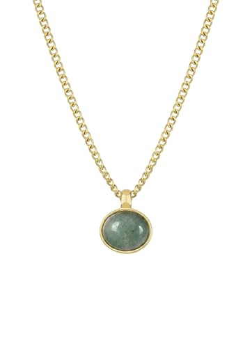 Einzelstück Ubud Halskette mit grünem Stein Anhänger | 14K vergoldet Edelstahl (Ubud Kette Olive)