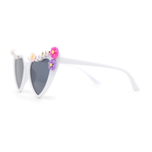 Girls Child Size Flower Girl Beads Cat Eye Heart Shape Plastic Sunglasses3