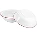 Elsjoy Set of 2 Enamel Bowl, 3 Quart Large Enamel Mixing Bowl White Enamelware with Red Rim, 11 Inch Vintage Enamel Soup Basin for Fruit, Salad, Pasta, Dinner