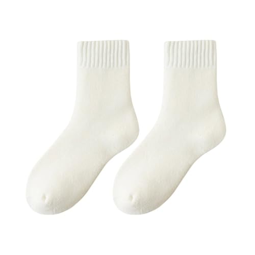 THEDAYBABY 2 pares de calcetines de lana para hombre, cálidos, gruesos, para invierno, calcetines de lana contra la nieve fría, 39-44, blanco, Altoa única