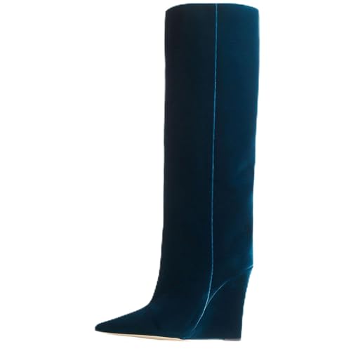 Bottes hautes cuir verni brillant à talon incliné au fini luxueux