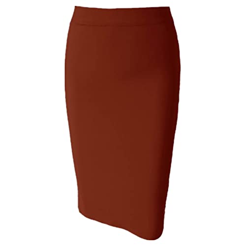 Jupe longueur genou confortable marron foncé ajustée taille 40