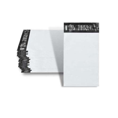PSBM Poly Mailers, 9x12 Inch, 100 Pack, 3 Mil Thick, Shipping Envelope Mailers, White/Grey, Self Seal and Peel Strip