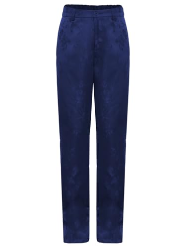 Moily Kids Boys Girls Medieval Pants Silky Floral Elastic Waistband Tuxedo Long Trousers for Party4