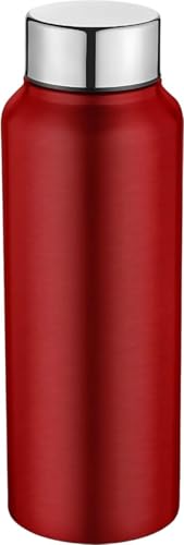 Image of CLASSIC ESSENTIALS Stainless Steel Single Wall Water Bottle 750 ml | Leak Resistant Steel Water Bottle for School, Office, Gym, Home & Travel | Reusable Metal Bottle (Pack of 1, Red)