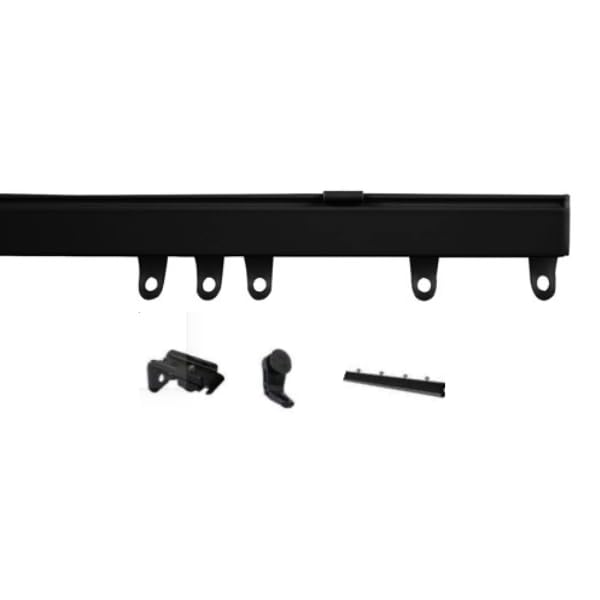 Sales Today Interiror Fineline Black HeavyDuty Bendable Aluminium Straight & Bay Windows Curtain Rail Track Set (400cm)