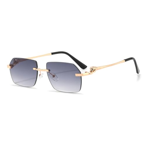 Lunettes de soleil rectangulaires sans monture LVTFCO pour femmes - Nuances gris dégradé UV400