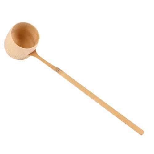Natural hishaku water ladle Bamboo Japanese Water Ladle Handmade Long Handle Water Bailer Dipper Garden Tea Spoon for Kitchen kitchen water ladles Utensils long handle water scoop (Brown)
